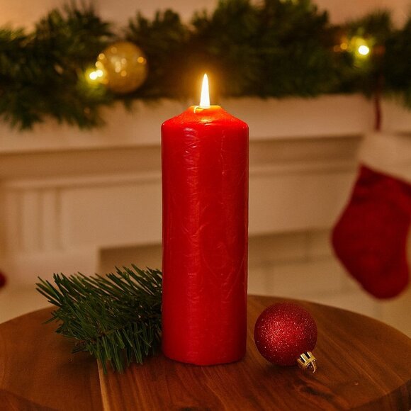 Patrician Hand Dipped Pillar Candle VTG Red Retro Holiday Wax Christmas Holiday - Picture 1 of 14